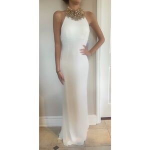 Jovani Open Back White Gown
